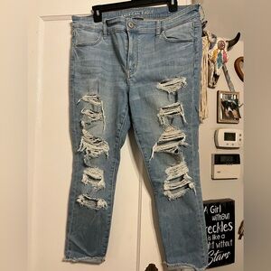 American Eagle Outfitters Women's Ripped Light Blue Jeans